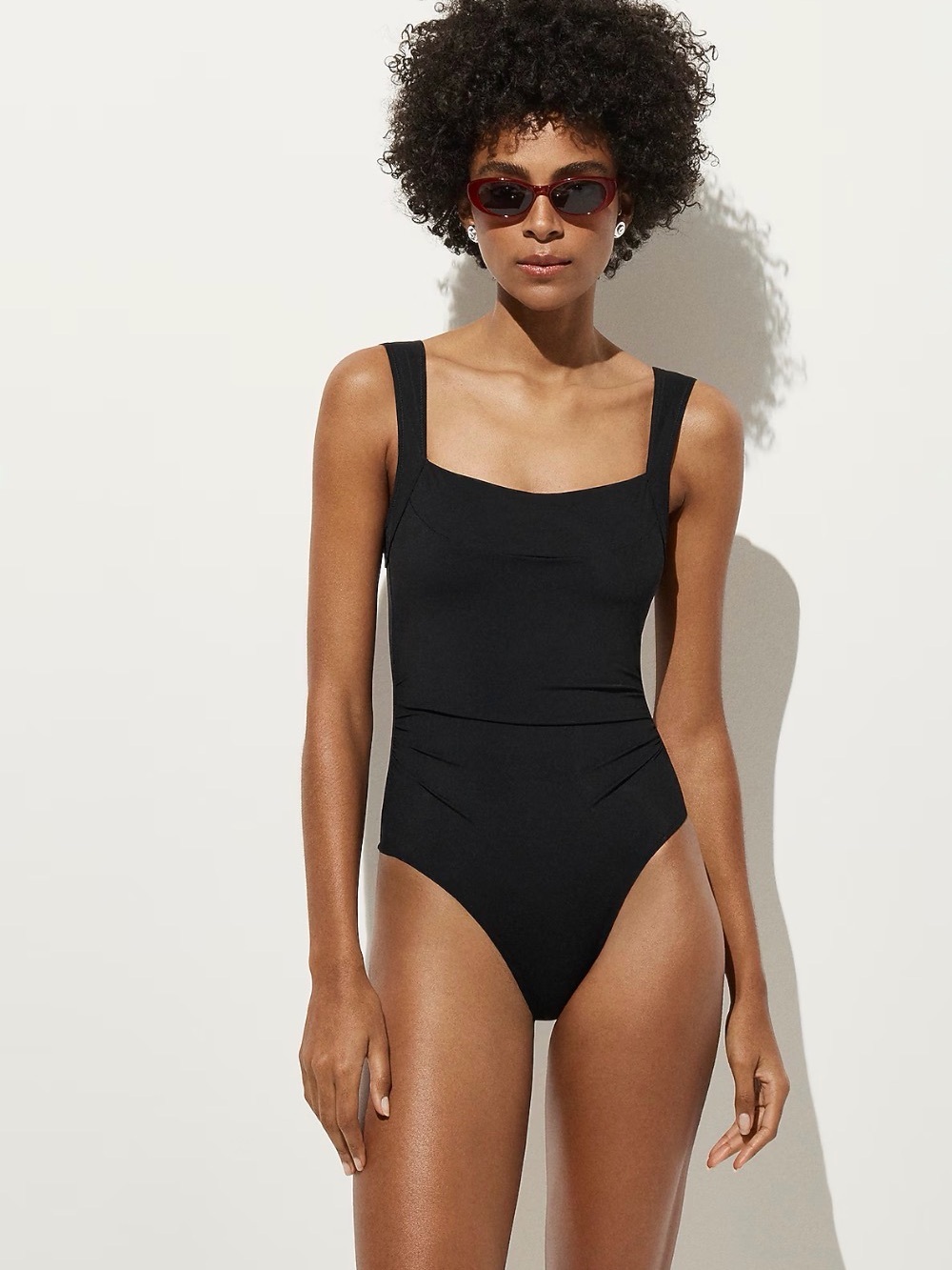 J. Crew Nia Ruched Squareneck One-Piece Classic Black Sz. 6 NEW $118
